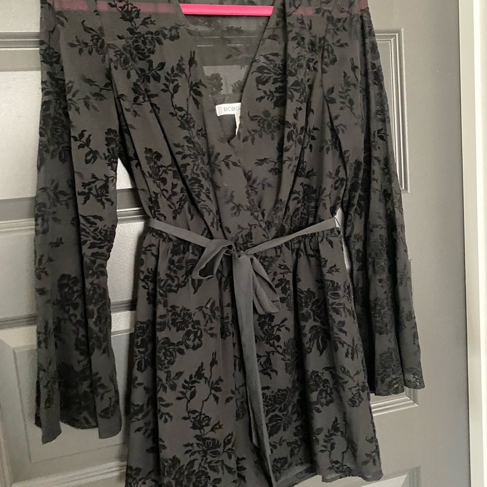 Black Sheer Romper with long Sleeves